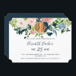 Convites festa de aniversário de 30 de marinhos florais de<br><div class="desc">Flores de peônias rosas, brancas de marfim e marinhos azuis-roxas, buquês com folhagem verde-sábio e um círculo vago metálico cintilante de cobre fazer um moderno glam horizontal marco 30 convite de aniversário com um trendy chic com um roteiro de tipografia totalmente editável. Adequado para qualquer aniversário de tema de primavera,...</div>