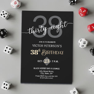 Convites Festa de Aniversário de 38 Anos Masculina Minimali