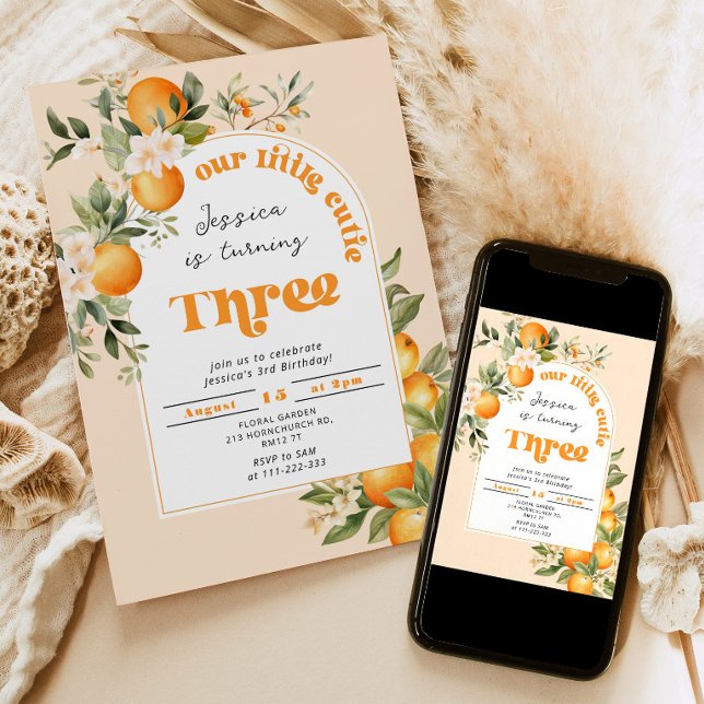 Convites Festa de aniversário de 3 anos bonitinha (Criador carregado)