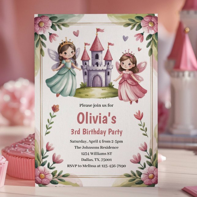 Convites Festa de Aniversário de 3 anos da Princesa Fada Fo (Criador carregado)