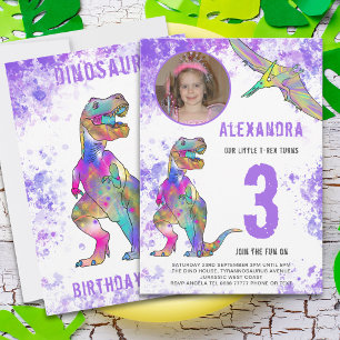 Convites Festa de Aniversário de 3 anos das Meninas Dinossa