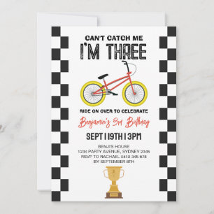 Convites Festa de Aniversário de 3 anos de Bicicleta BMX