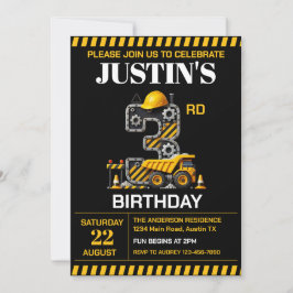 Convites Festa de aniversário de 3 anos de Construção em Cu