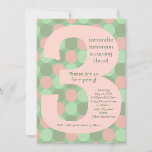 Convites Festa de aniversário de 3 anos de Garota Grande Nú