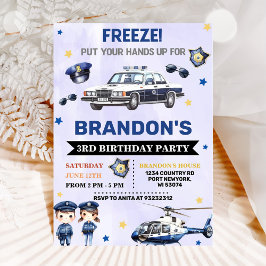 Convites Festa de aniversário de 3 anos de Garoto Policial