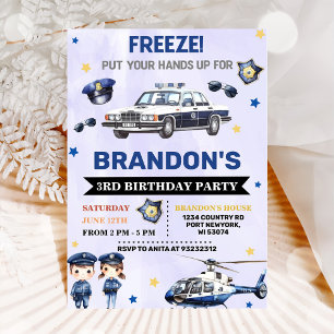 Convites Festa de aniversário de 3 anos de Garoto Policial