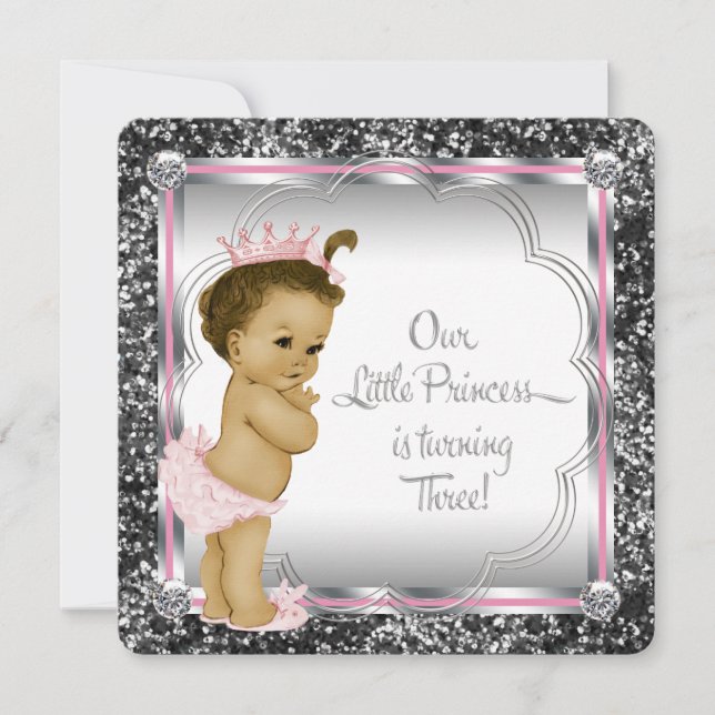 Convites Festa de aniversário de 3 anos de Meninas (Frente)