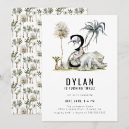 Convites Festa de aniversário de 3 anos do Tema Dinossauro