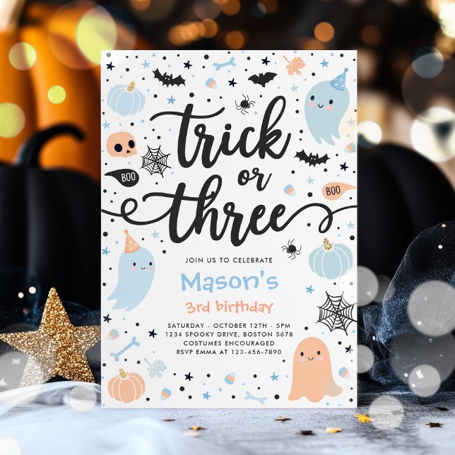 Convites Festa De aniversário de 3 anos Ghost Do Halloween (Criador carregado)