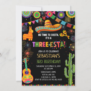 Convites Festa de Aniversário de 3 Anos no Estilo Mexicano