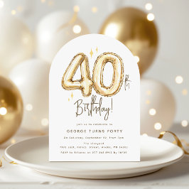 Convites Festa de Aniversário de 40 anos Balão Dourado da M