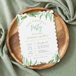 Convites Festa de aniversário de 40 anos Boho Greenery<br><div class="desc">Celebrar um marco em estilo com este elegante convite de festas aniversário de 40 anos, enquadrado por verde aquarela do soft boho e acentuado com a tipografia moderna do chic. A refinada paleta colorida de verde-sábio, cinza e branco dá a este design um eterno, um sentimento neutro em relação ao...</div>