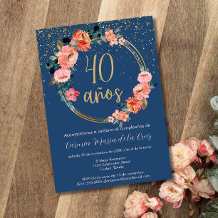 Convites Festa de Aniversário de 40 Anos com Elegância Flor