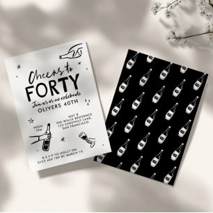 Convites festa de aniversário de 40 anos com puxador de mão