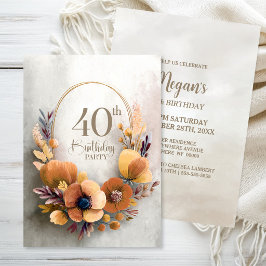 Convites Festa de Aniversário de 40 anos com tema Floral La
