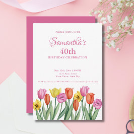 Convites Festa de Aniversário de 40 anos com Tulipas em Aqu