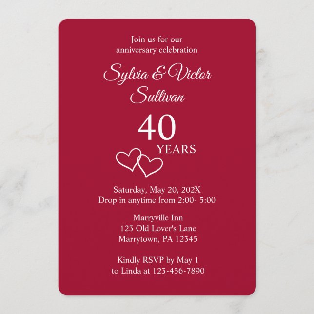Convites Festa de Aniversário de 40 Anos Customizada Elegan (Frente)