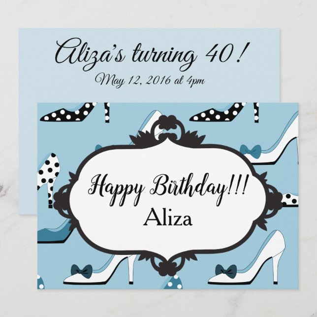 Convites Festa de aniversário de 40 anos de Altos Cores Azu (Frente/Verso)