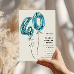 Convites Festa de aniversário de 40 anos de balão azul míni<br><div class="desc">Convide amigos e família para um aniversário de 40 anos com este design minimalista. Apresentando balões número 40 de hélio azul em um fundo branco clássico e um simples modelo moderno que é fácil de personalizar com seus próprios detalhes de evento.</div>