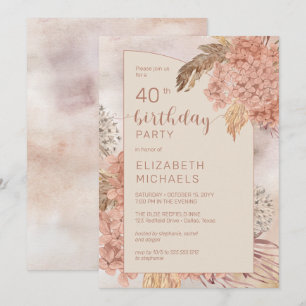 Convites Festa de aniversário de 40 anos de Blooms de Hydr