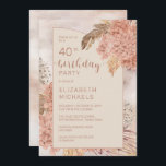 Convites Festa de aniversário de 40 anos de Blooms de Hydra<br><div class="desc">A terça coloração da água da boêmia seca por blush hydrangeas,  allium e pampas,  design de aniversário milestone da mulher do "Partido aniversário de 40 anos" floral. Design composto por Holiday Hearts Design (direitos reservados).</div>
