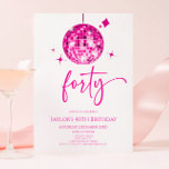 Convites Festa de aniversário de 40 anos de Bola Disco Rosa<br><div class="desc">Este é um Convite de festas de 40 aniversário de 40 anos da Bola de Disco Rosa!</div>
