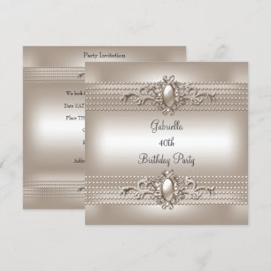 Convites Festa de aniversário de 40 anos de Creme Elegante