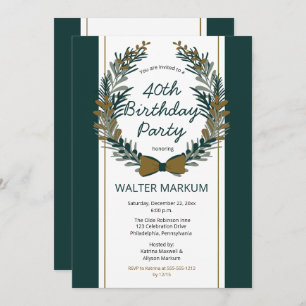 Convites Festa de aniversário de 40 anos de Feriado Greener