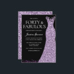 Convites Festa de aniversário de 40 anos de Lavandas de Ves<br><div class="desc">Lavanda de Variações do Partido do Vestido de aniversário de 40 anos Roxo para o convite e itens correspondentes na nossa loja</div>