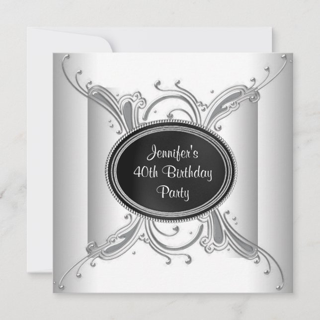 Convites Festa de aniversário de 40 anos de Mulheres Branca (Frente)