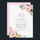 Convites Festa de aniversário de 40 anos de Mulheres Florai<br><div class="desc">Convite de festas de aniversário de 40 anos de mulheres cor-de-rosa-claro Também temos muitos outros convites e coleções.</div>