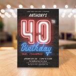 Convites Festa de aniversário de 40 anos de Surpresa Neon D<br><div class="desc">Convite de festas Neon Retro-aniversário de 40 anos Divertido. Prepare-se para voltar ao tempo com um deslumbrante partido Retro Neon Surprise aniversário de 40 anos! Esta comemoração vibrante convida-os a entrar num mundo de talento nostálgico, onde cores ousadas e luzes brilhantes criam uma atmosfera eletrificante. Imaginem uma noite cheia de...</div>