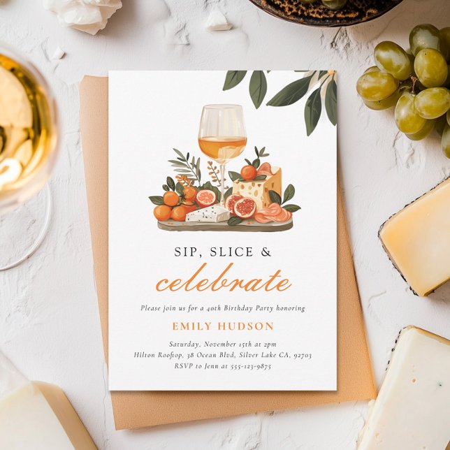 Convites Festa de aniversário de 40 anos de Vinho e Queijo (Criador carregado)