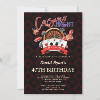 Convites Festa de aniversário de 40 anos do Elegante Casino