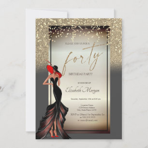 Convites Festa de aniversário de 40 anos do Glitter Confett