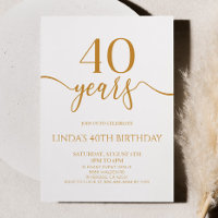Festa de Aniversário de 40 anos Elegante Minimalis