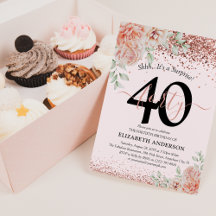 Festa de Aniversário de 40 anos Elegante Rosa Flor