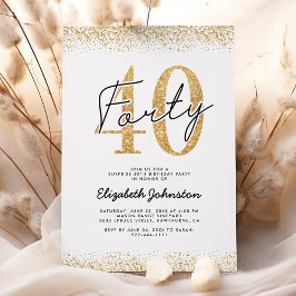 Convites Festa de Aniversário de 40 anos em Ouro Elegante