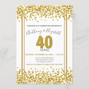 Convites Festa de Aniversário de 40 anos estilo Glitter Con