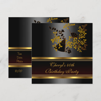 Convites Festa de Aniversário de 40 anos Floral padrão Pret