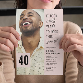 Convites Festa de Aniversário de 40 Anos Foto Moderna Quare