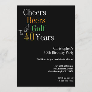Convites Festa de Aniversário de 40 Anos Golfe Cheers Cerve