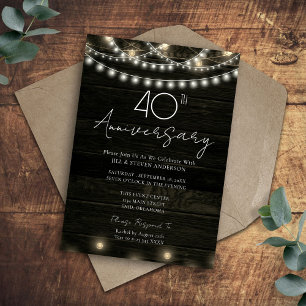 Convites Festa de Aniversário de 40 anos Luzes de Madeira R