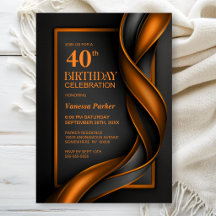 Festa de Aniversário de 40 Anos Moderna Preta e La