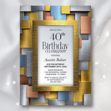 Festa de Aniversário de 40 Anos Moderno Ouro Prata