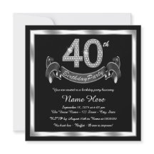 Festa de Aniversário de 40 Anos Preto Prata