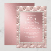 Festa de Aniversário de 40 Anos Rosa Bege Elegante