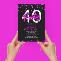 Festa de Aniversário de 40 Anos Rosa Neon