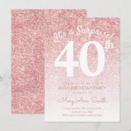 Convites Festa de aniversário de 40 anos Rosa simples