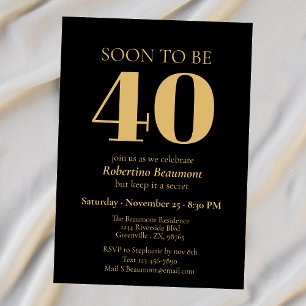 Convites Festa de Aniversário de 40 Anos Simples Moderna Su